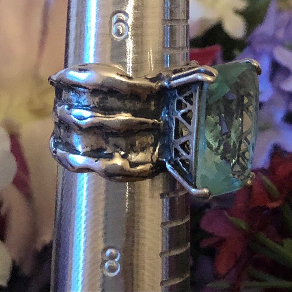 🎉HP🎉Silpada .925 Sterling Silver Aqua Glass Ring - Picture 8 of 8